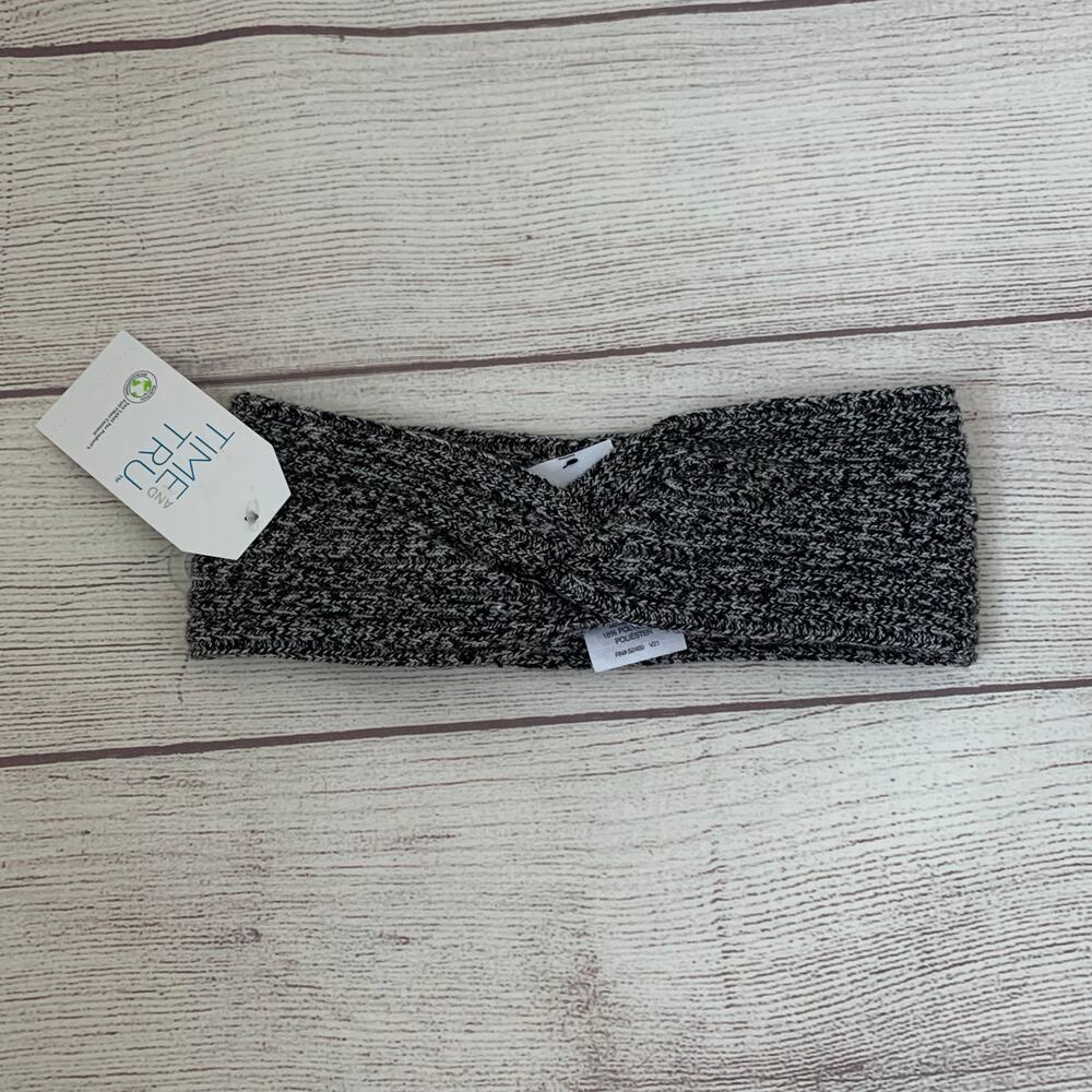 Time and Tru Gray Knit Headband Ear Warmer Winter Twisted Bow One Size